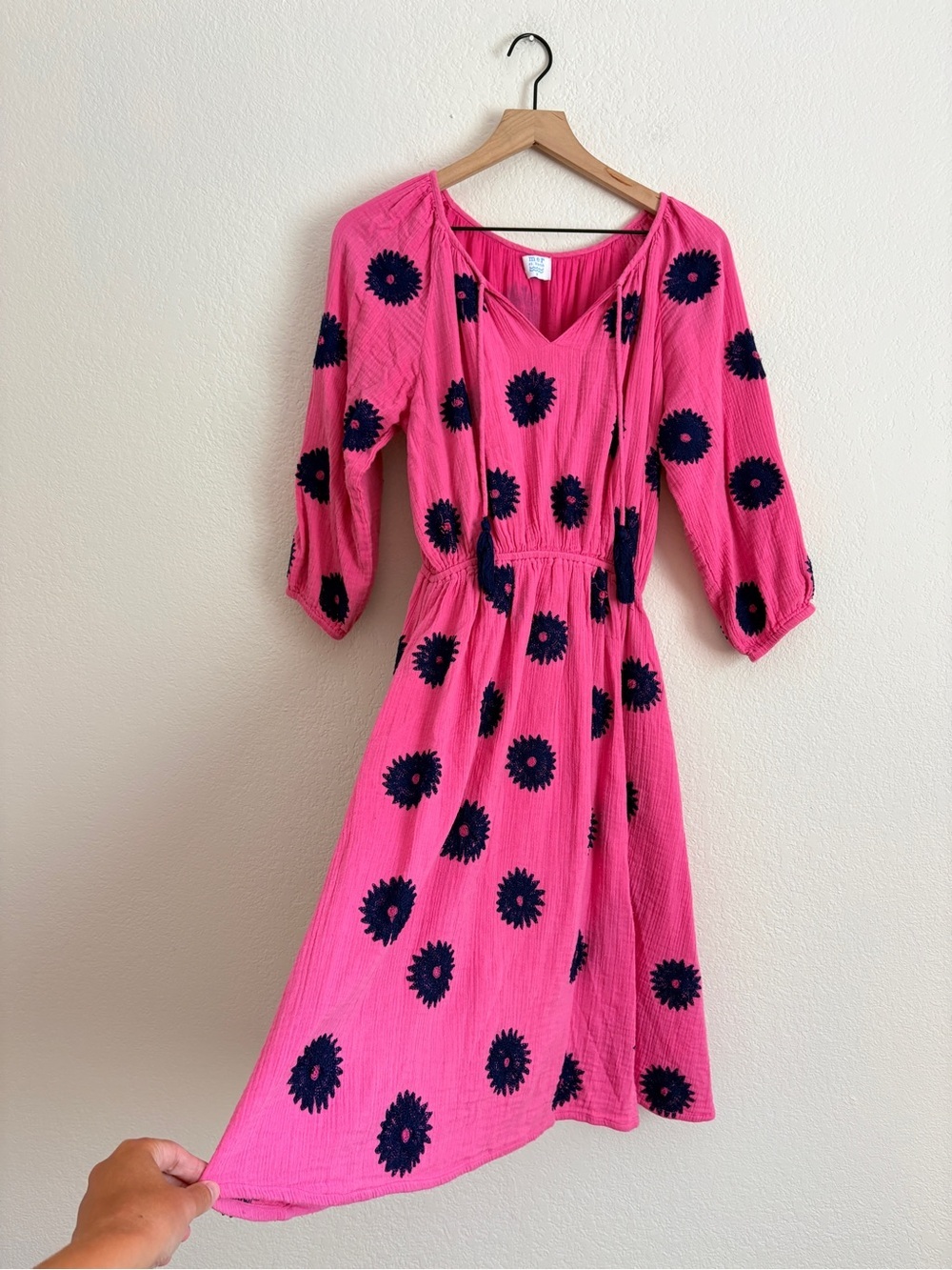 Mer St. Barth Bright Pink Gauzy Embroidered Dress